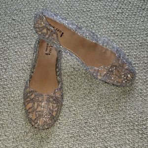 Silver Glitter Jelly Sandals/ Flats US L Sz 8-8.5